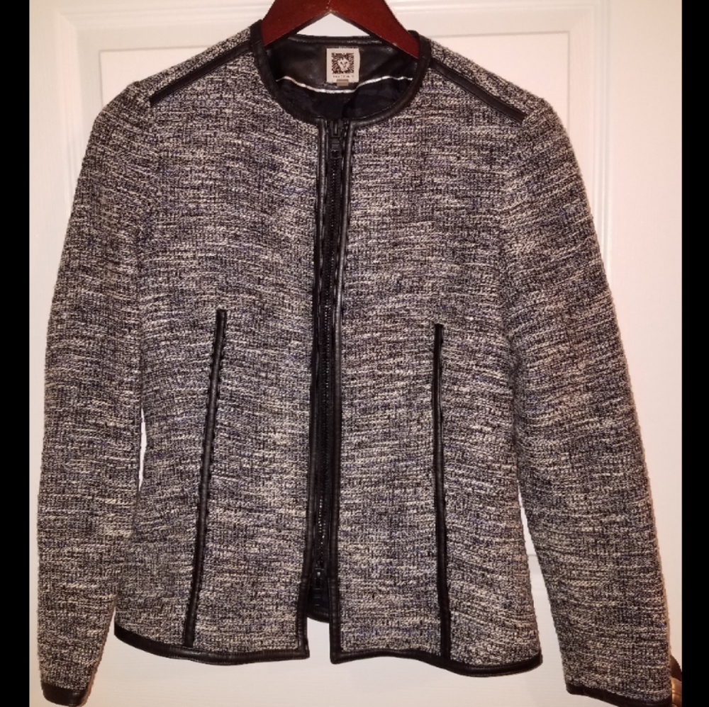 Anne Klein Tweed Zip Blazer Size 2